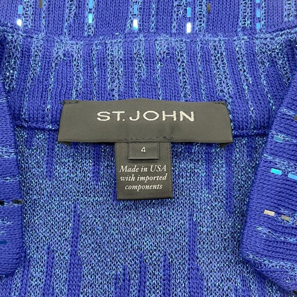 St. John Blue Shimmer Metallic Knit Jacket - Picture 4 of 4